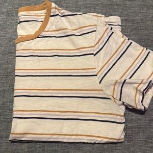 Madewell Striped Tee in Mustard and Navy